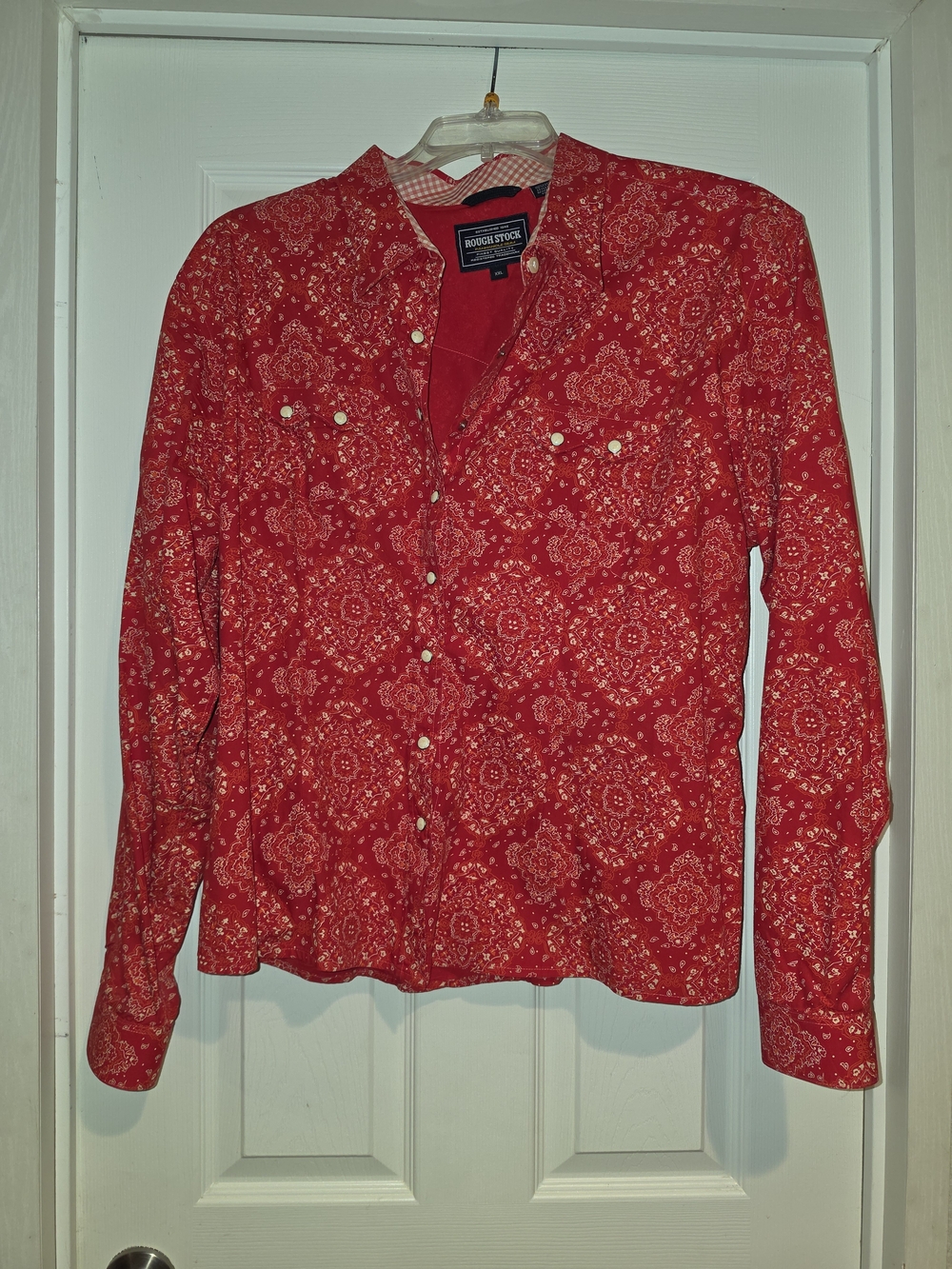 Women’s Red Pearl Snap Shirt